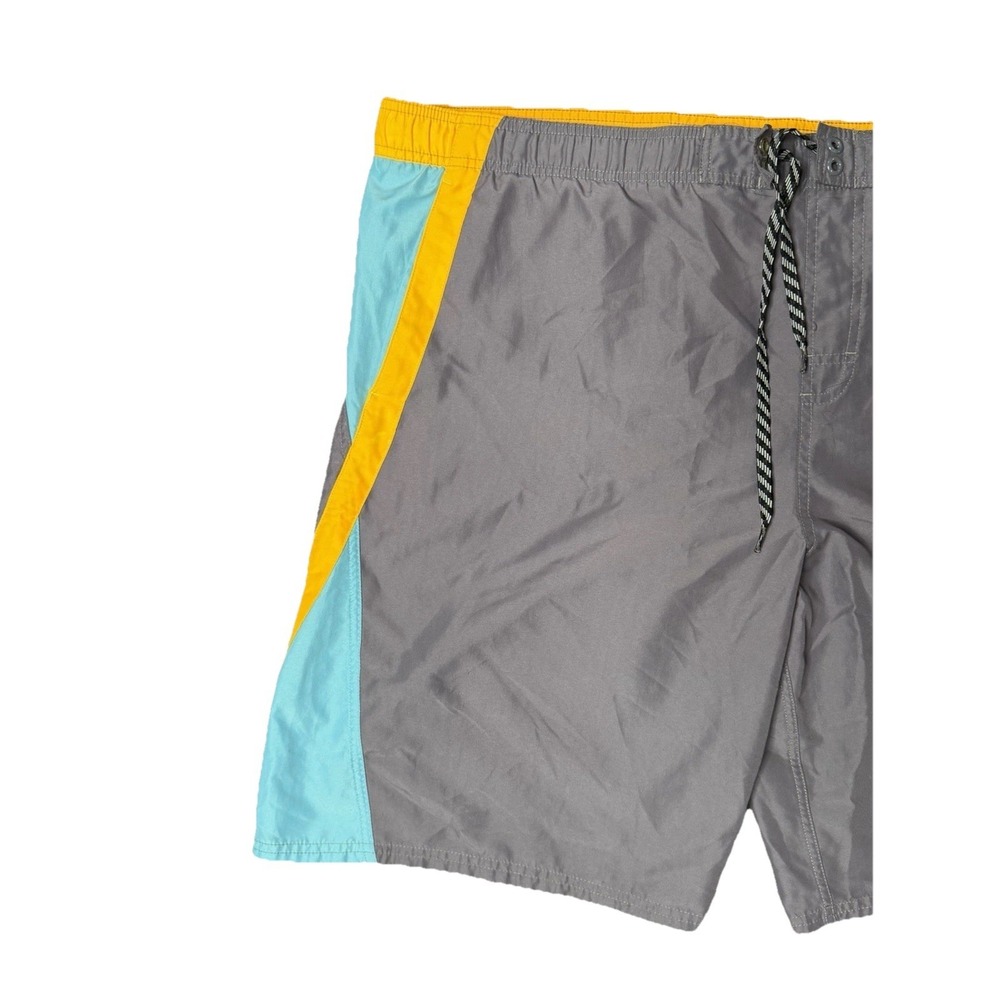 Nike Swim / Board Shorts Mens Sz XL Gray Orange ,Aqua .Mesh Lined Pockets - Picture 3 of 10